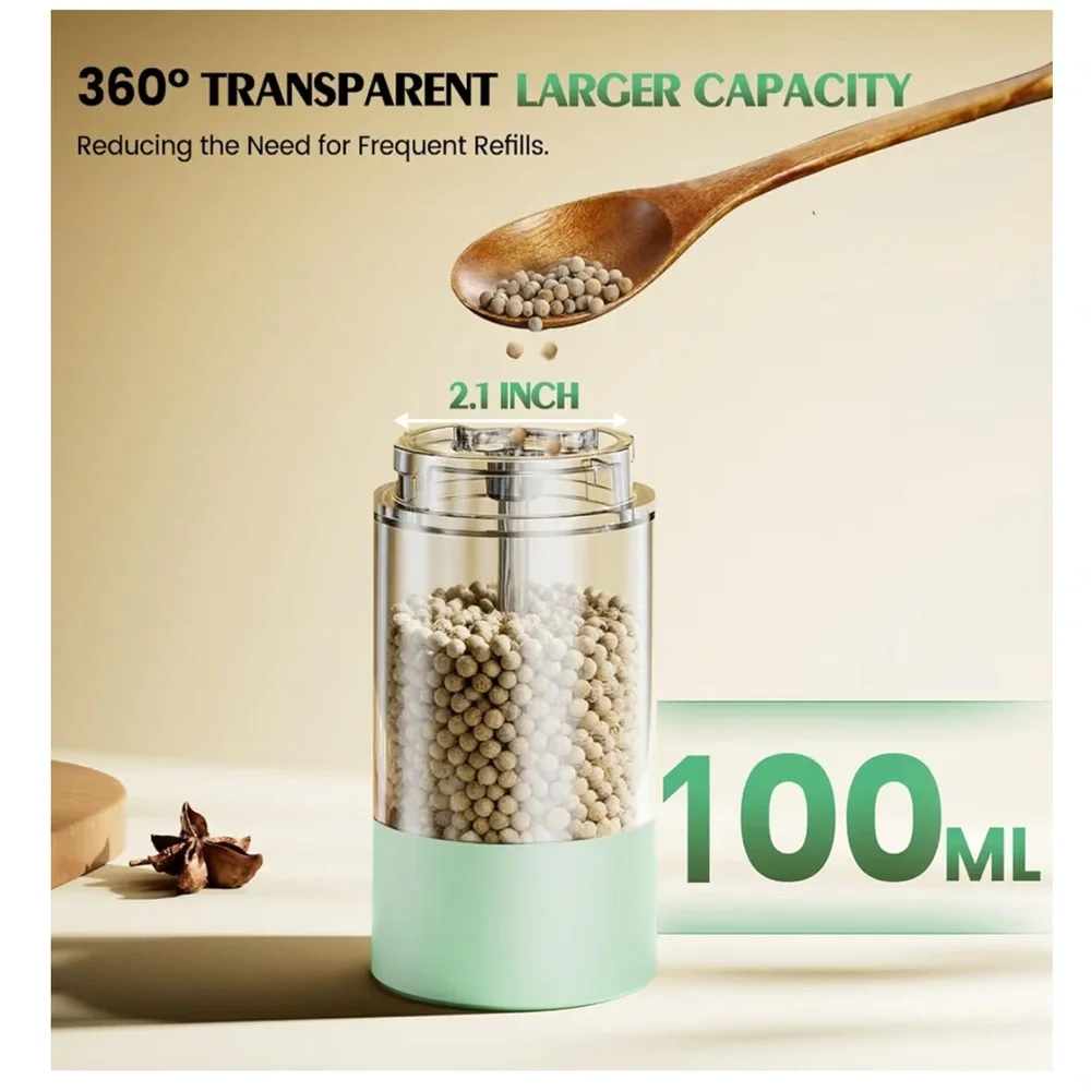 Electric Salt and Pepper Grinder Set - Mint Green